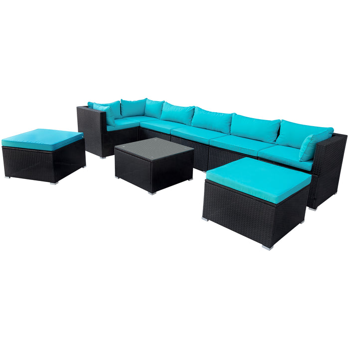 9-piece Outdoor Patio PE Wicker Rattan conversation Sectional Sofa sets