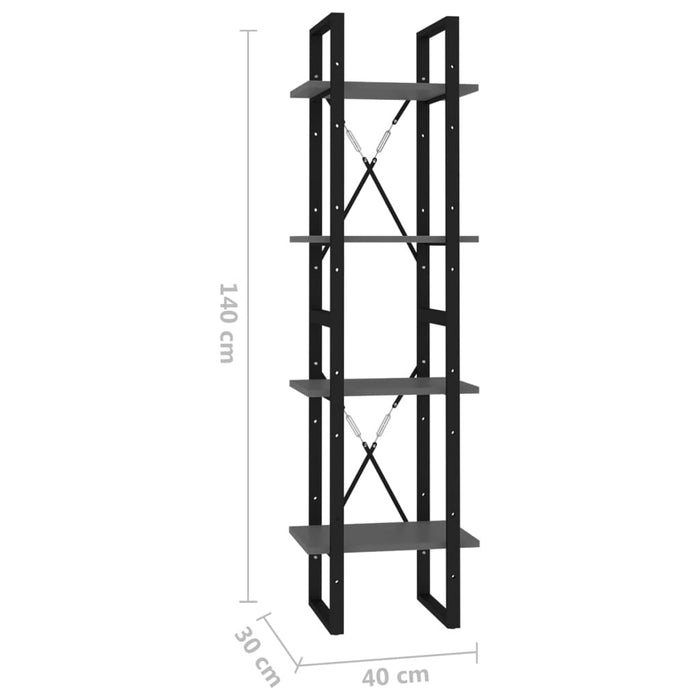 4-Tier Book Cabinet Gray 15.7"x11.8"x55.1" Chipboard