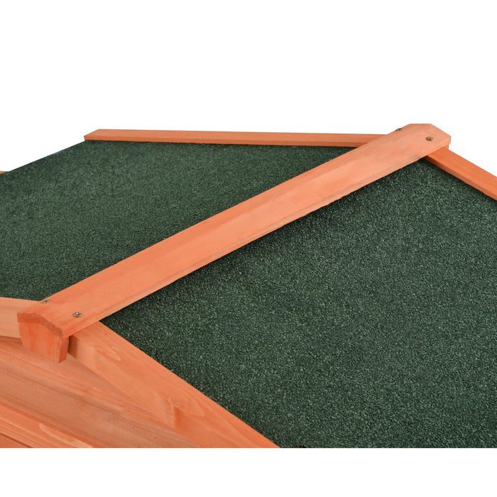 70-Inch Wood Rabbit Hutch Outdoor Pet House Chicken Coop for Small Animals with 2 Run Play Area