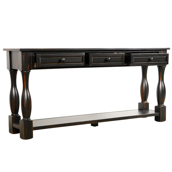 Contemporary Console Table 64\" Long Extra-thick Sofa Table with Drawers and Shelf