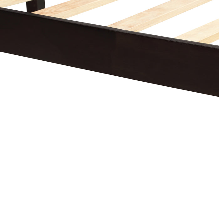 Queen Size Espresso Platform Bed Frame with Headboard