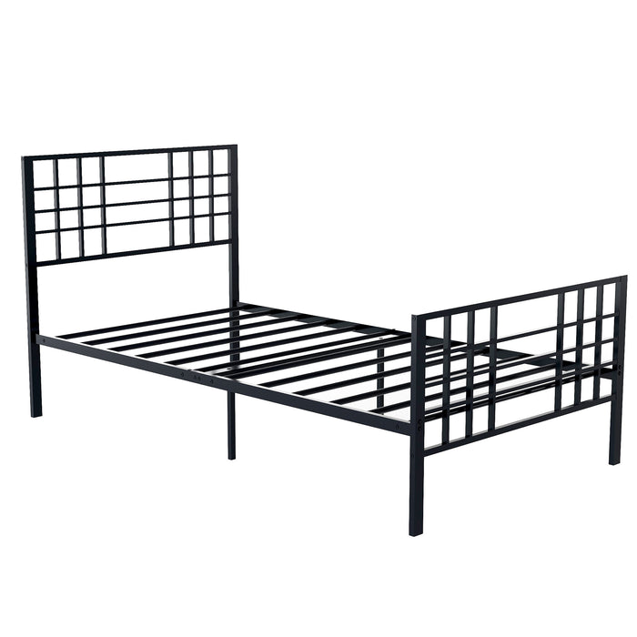 Twin Size Metal Bed Frame Headboard and Footboard Single Platform Mattress Base