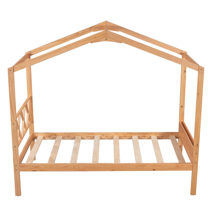 Twin Size Wood House Bed with Storage Space