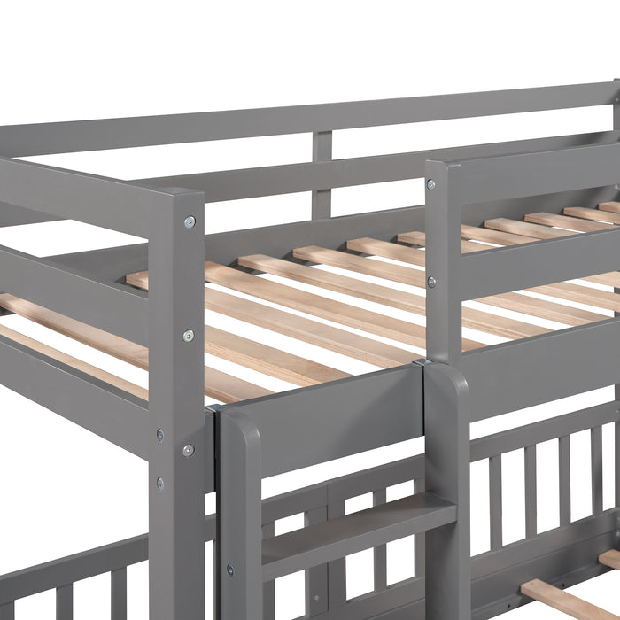 Twin Over Twin Bunk Bed with Slide and Ladder