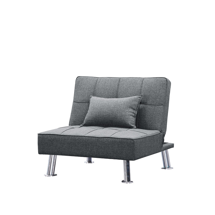 Fabric Folding Sofa Bed with 2 Cup Holders, Removable Armrest and Metal Legs, Single Sofa Bed with Ottoman,3 pcs for 1 sets