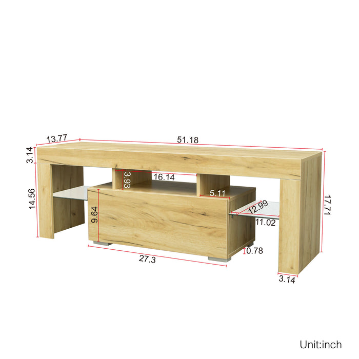 TV Stand with LED RGB Lights,Flat Screen TV Cabinet, Gaming Consoles - in Lounge Room, Living Room and Bedroom, oak