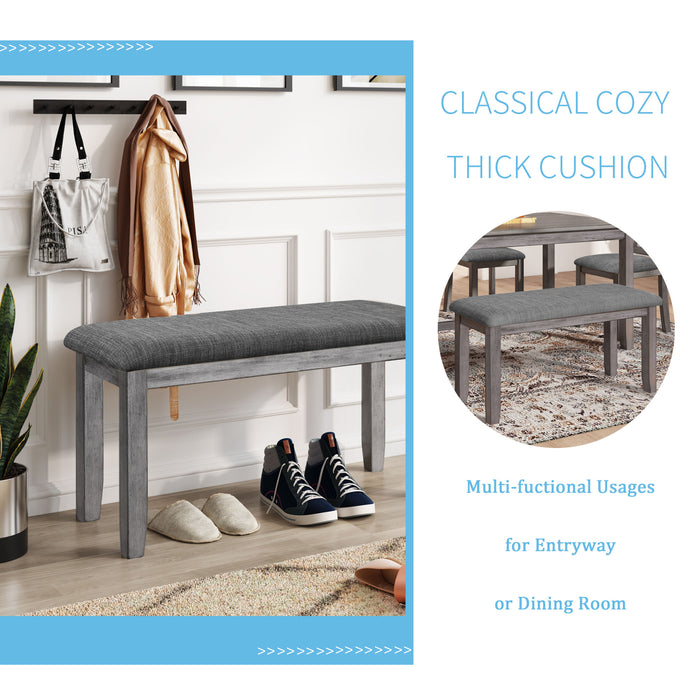 6 Piece Wooden Dining Table set, Kitchen Table set with 4 Chairs and Bench, Farmhouse Rustic Style,Antique Graywash