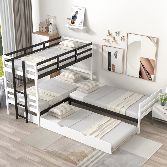 New Space Twin Size L-Shaped Bunk Bed and Platform Bed