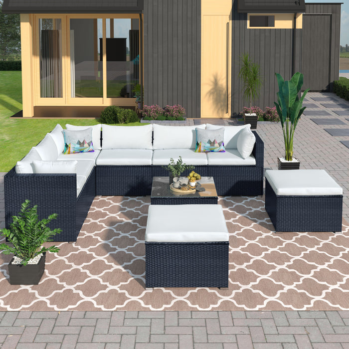 9-piece Outdoor Patio PE Wicker Rattan conversation Sectional Sofa sets