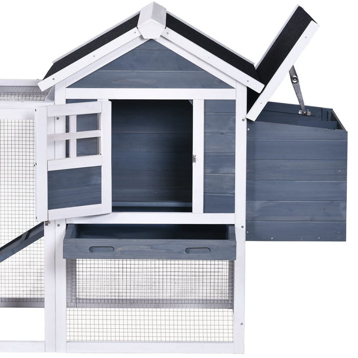 Natural Gray Large Outdoor Wooden Chicken Coop Rabbit Hutch