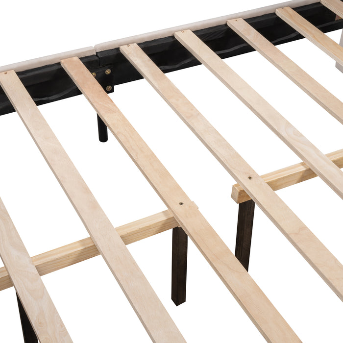 New Space Queen Size Storage Bed Upholstered Platform Bed with a Cushioned Ottoman