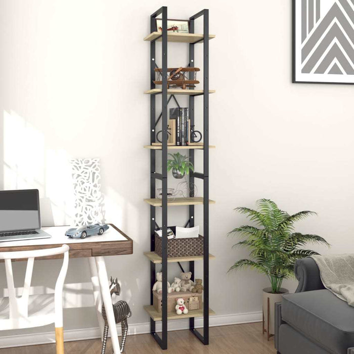 6-Tier Book Cabinet Sonoma Oak 15.7"x11.8"x82.7" Chipboard