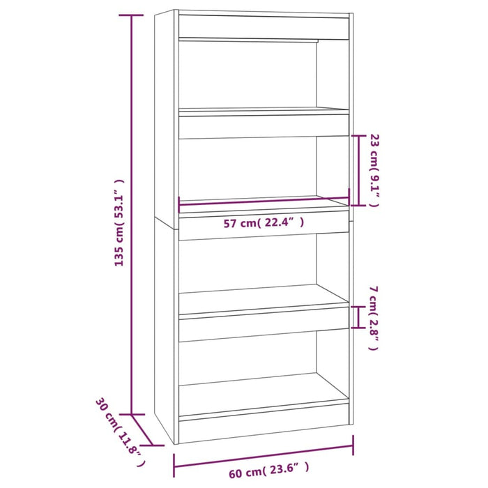 Book Cabinet/Room Divider Black 23.6"x11.8"x53.1" Engineered Wood