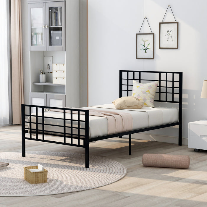 Twin Size Metal Bed Frame Headboard and Footboard Single Platform Mattress Base