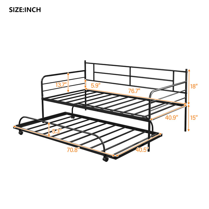 Metal Daybed with Trundle,Twin Size
