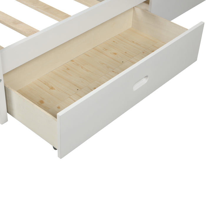 Full Size Bed Frame with Storage,Bed Frame with Drawers Full Size,500lb Heavy Duty Solid Wood Platform Bed with Headboard/Wood Slat Support/No Box Spring Needed/Easy Assembly (White,Full) RT