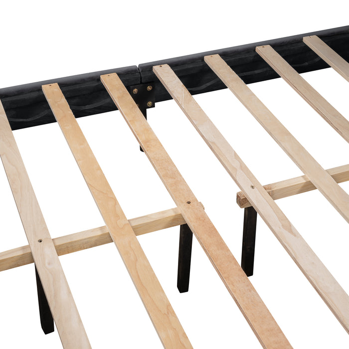 New Space Queen Size Storage Bed Upholstered Platform Bed with a Cushioned Ottoman