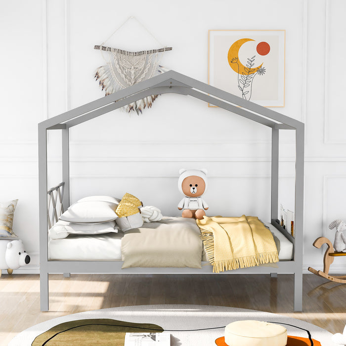 MyRoomz Full Size Wood House Bed with Storage Space