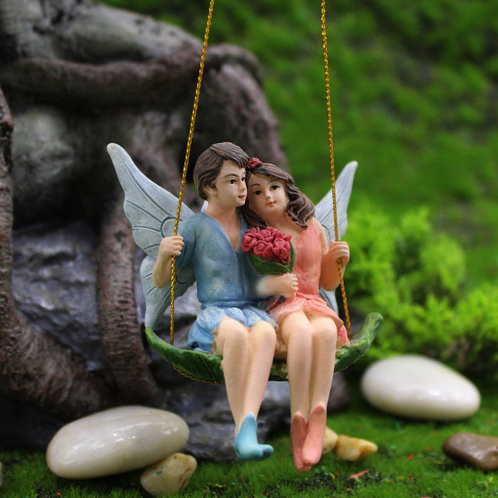 Miniature Fairies Garden Couples Figurines Kit with Squirrels