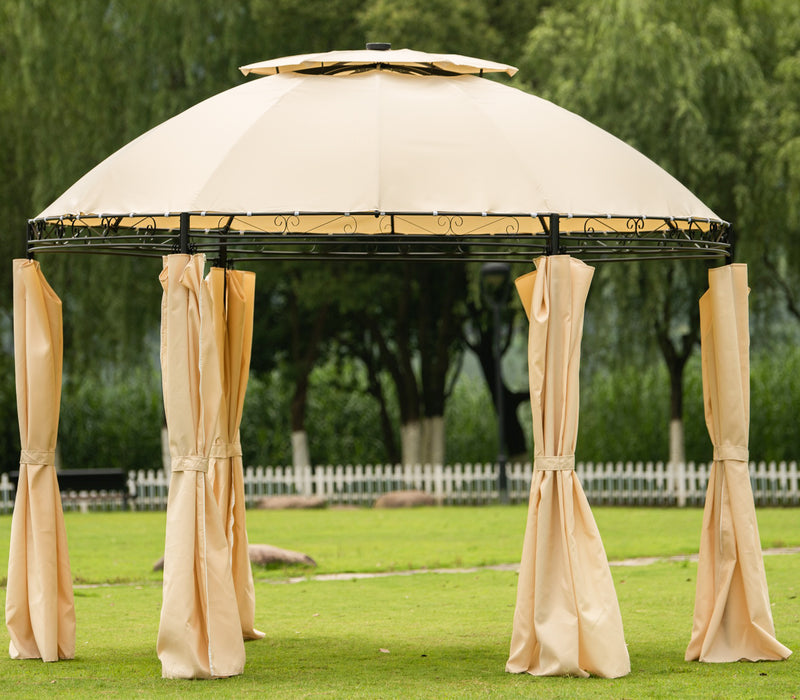 Home Crafts Khaki Outdoor Round Top Steel Gazebo