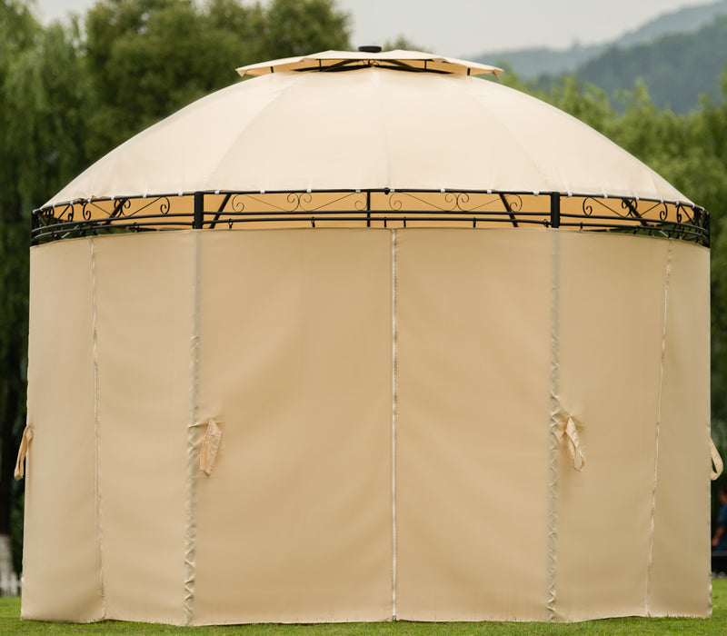 Home Crafts Khaki Outdoor Round Top Steel Gazebo