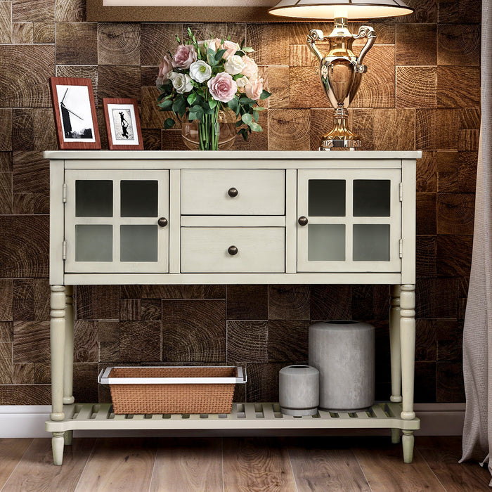 Farmhouse Wood Sideboard Console Table with Bottom Shelf