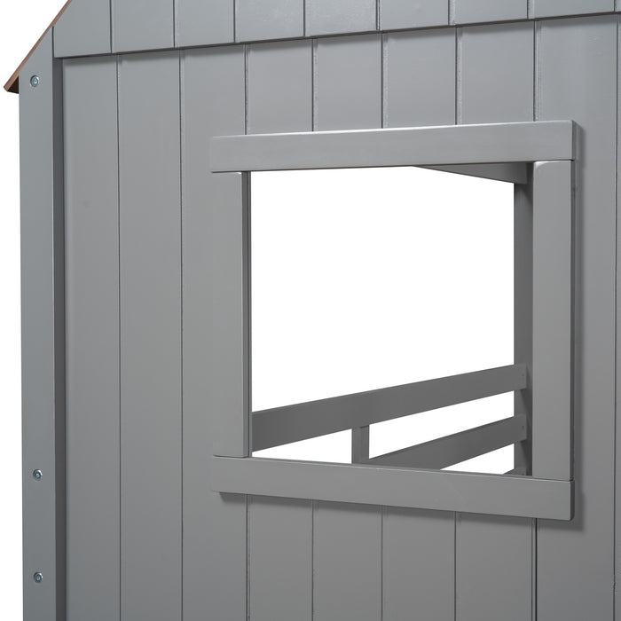 MyRoom Twin Size Low Loft Wood House Bed