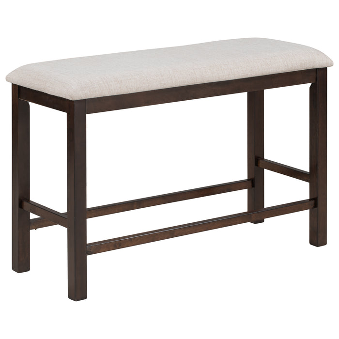 6-Pieces Counter Height Dining Table Set Table with Shelf 4 Chairs and Bench for Dining Room