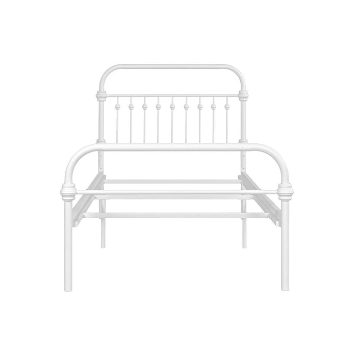 Bed Frame Twin Size Metal Platform Bed , Box Spring Replacement with Headboard Black