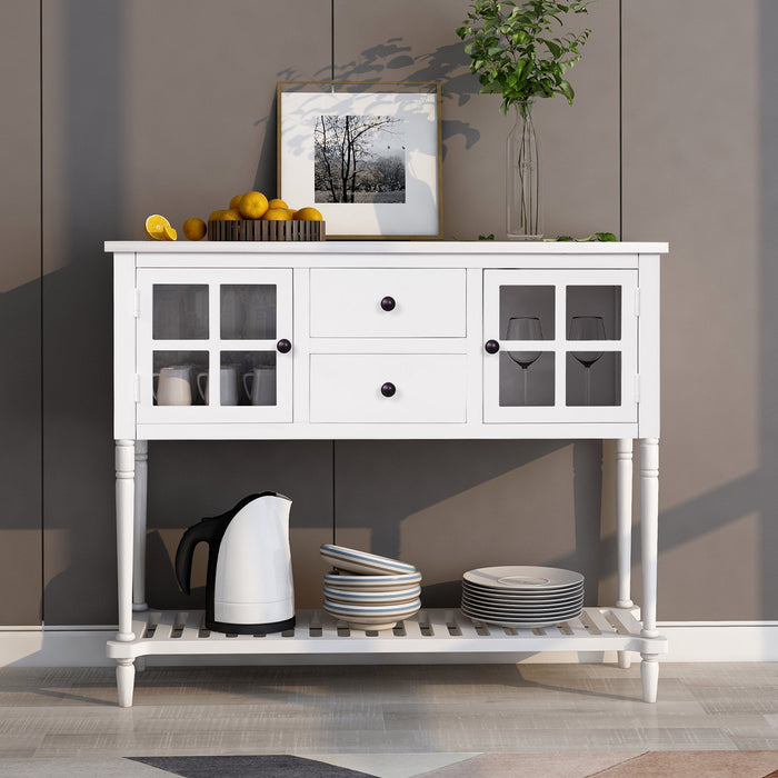 Farmhouse Wood Sideboard Console Table with Bottom Shelf