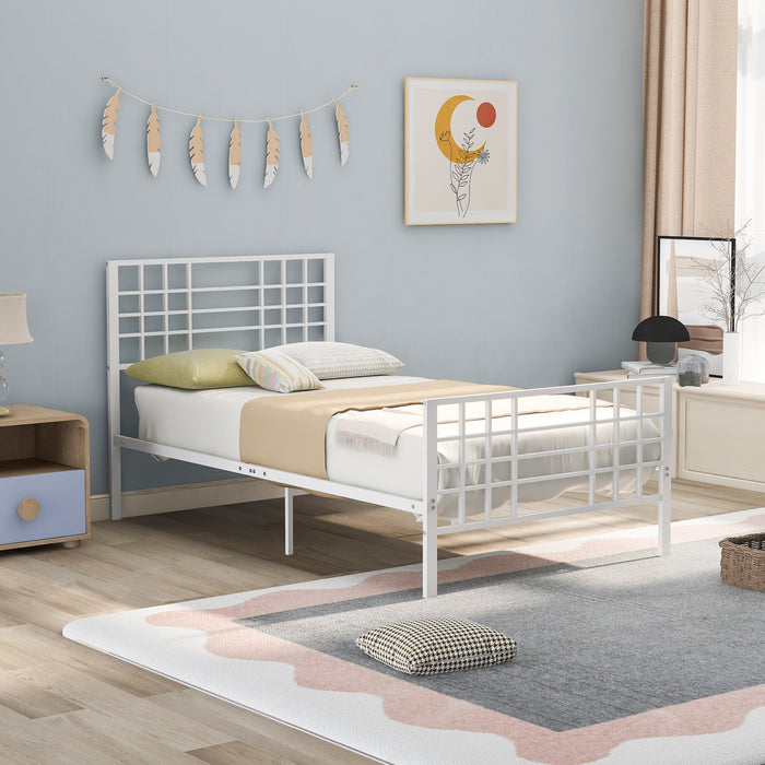 Twin Size Metal Bed Frame Headboard and Footboard Single Platform Mattress Base