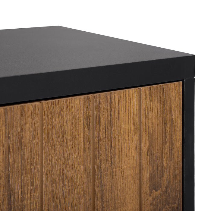 Modern TV Stand for TVs up to 60 Inch, Wood TV Cabinet with Storage for Living Room, Brown/Black