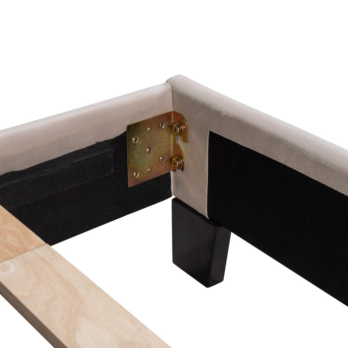 New Space Queen Size Velvet Upholstered Platform Bed