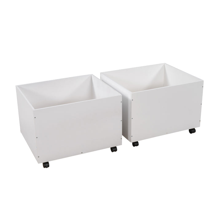 New Space Twin size Low Loft Bed Wooden Bed with Two Storage Boxes