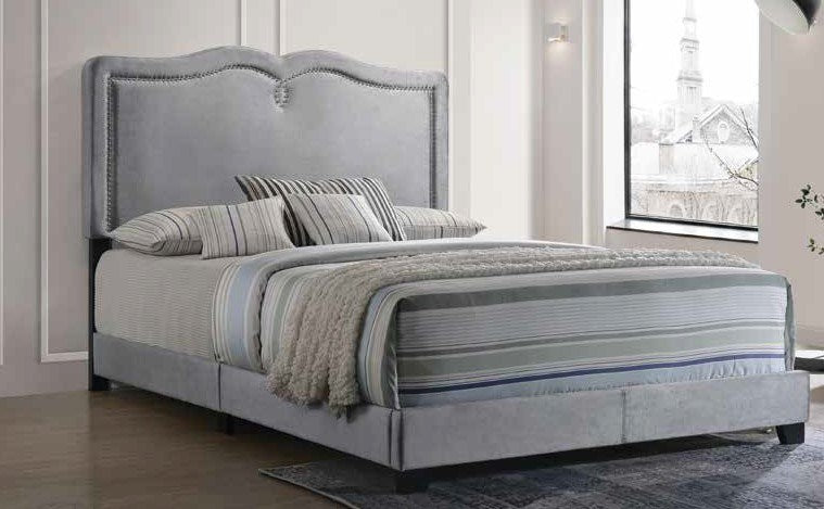 Reuben Queen Bed, Gray Velvet