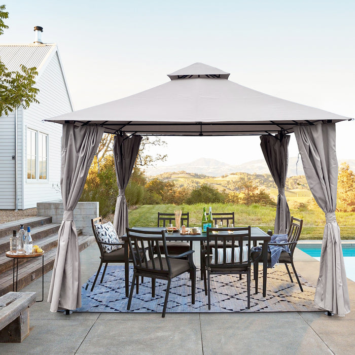 Pergolas Outdoor Shading Gazebo Tent With Curtains