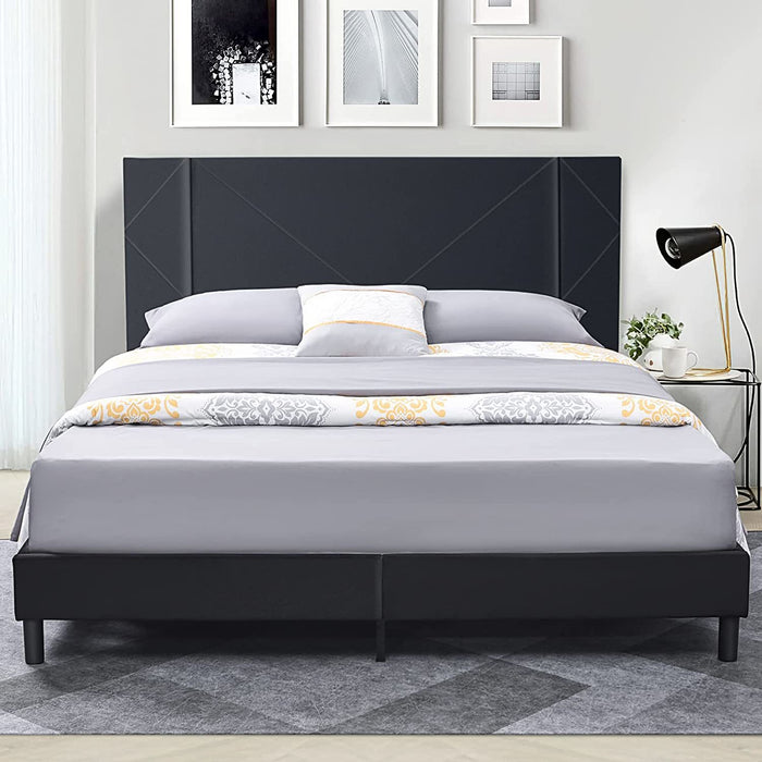 Full Size Bed Frame Velvet Upholstered Platform Bed