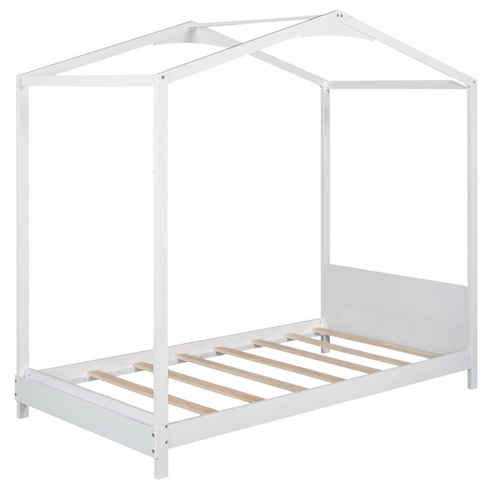 Twin Size House Platform Bed with Headboard