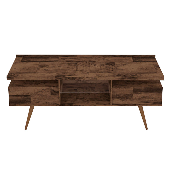 DunaWest 63 Inch Wooden Entertainment TV Media Stand with 4 Open Compartments, Brown