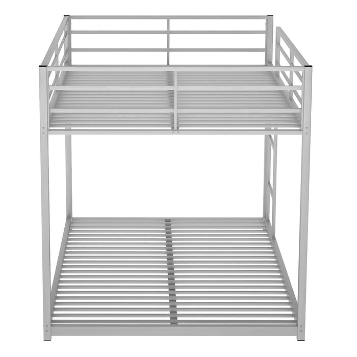 Full over Full Metal Bunk Bed, Low Bunk Bed with Ladder