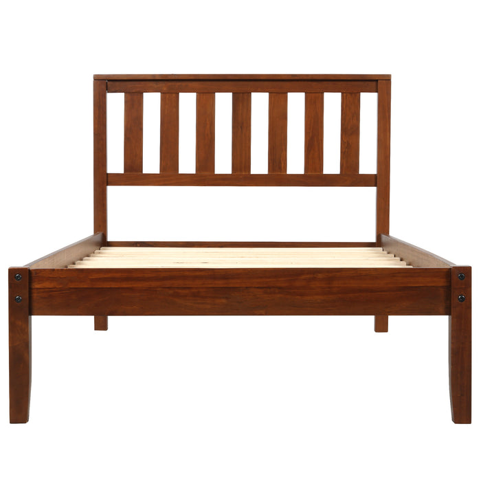 Wood Platform Bed with Headboard/Wood Slat Support,Twin