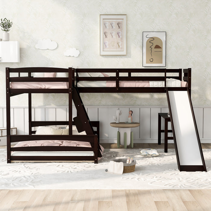 MyRoom Twin over Full Bunk Bed with Twin Size Loft Bed Slide