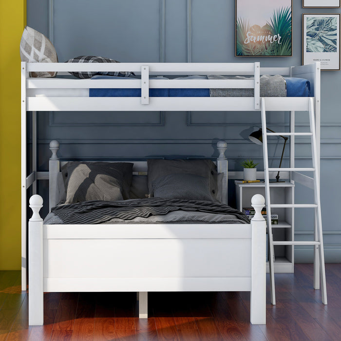 Twin over Full Loft Bed with Cabinet, White(Expected Arrival Time:4.5)
