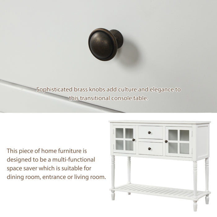 Farmhouse Wood Sideboard Console Table with Bottom Shelf