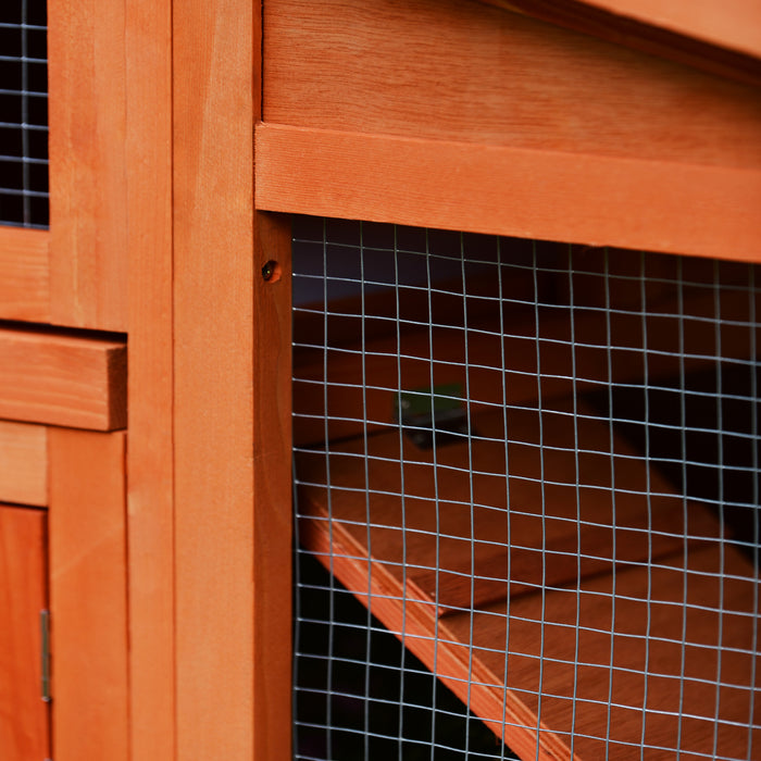 70-Inch Wood Rabbit Hutch Outdoor Pet House Chicken Coop for Small Animals with 2 Run Play Area