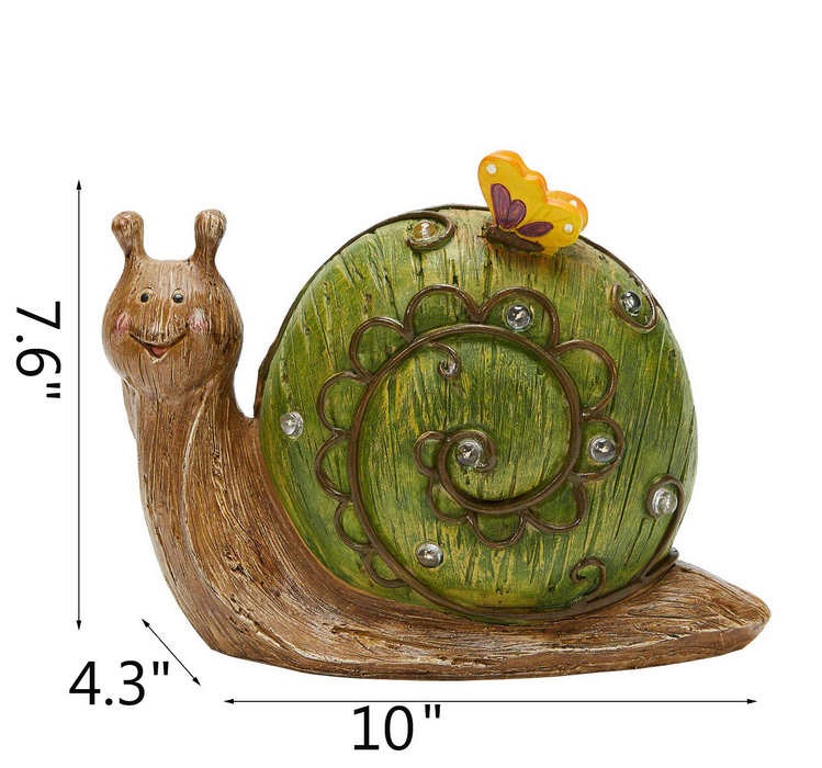 Solar Powered Garden Light Resin Snail Figurine