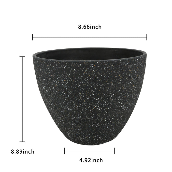 2 Pcs 9" Round Plant Pots, Flower Pots with Drainage Holes, Black