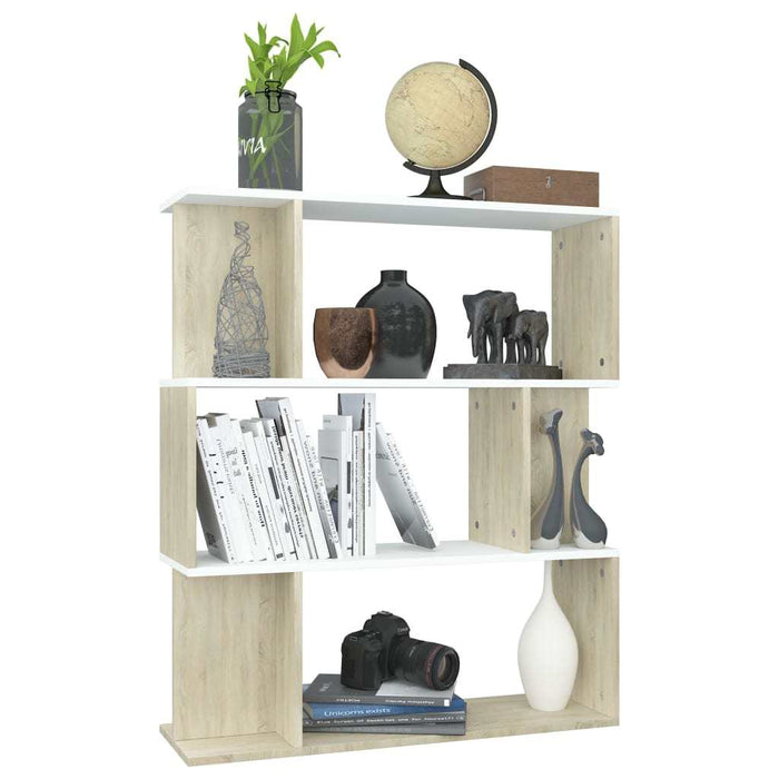 Book Cabinet/Room Divider White and Sonoma Oak 31.5"x9.4"x37.8"