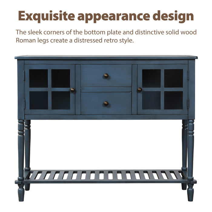 Farmhouse Wood Sideboard Console Table with Bottom Shelf