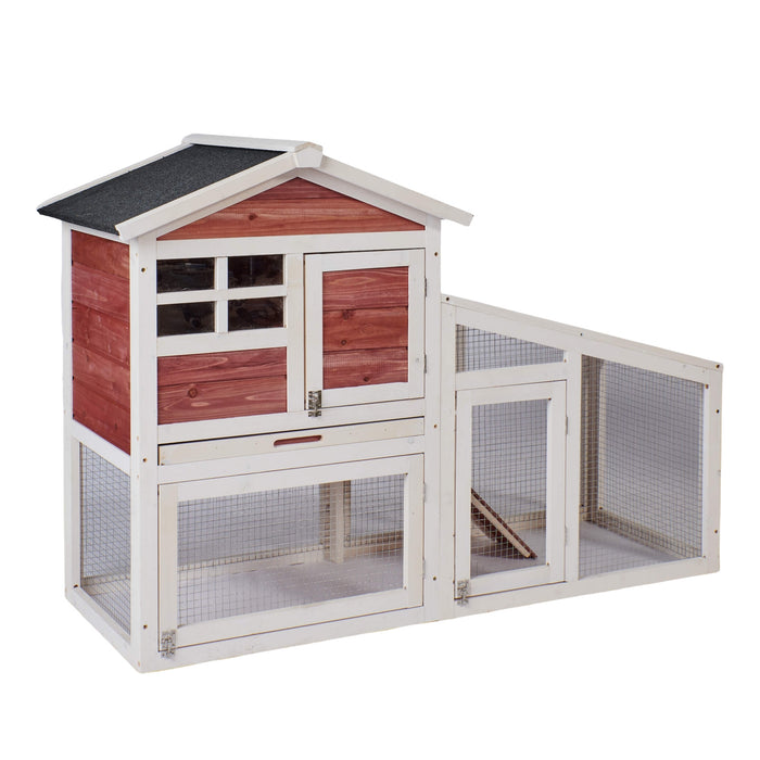 Rabbit Hutch Indoor Outdoor, Wooden Chicken Coop, Bunny Cage Hen House with Run